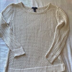 Women's Cream Crochet Cotton Sweater